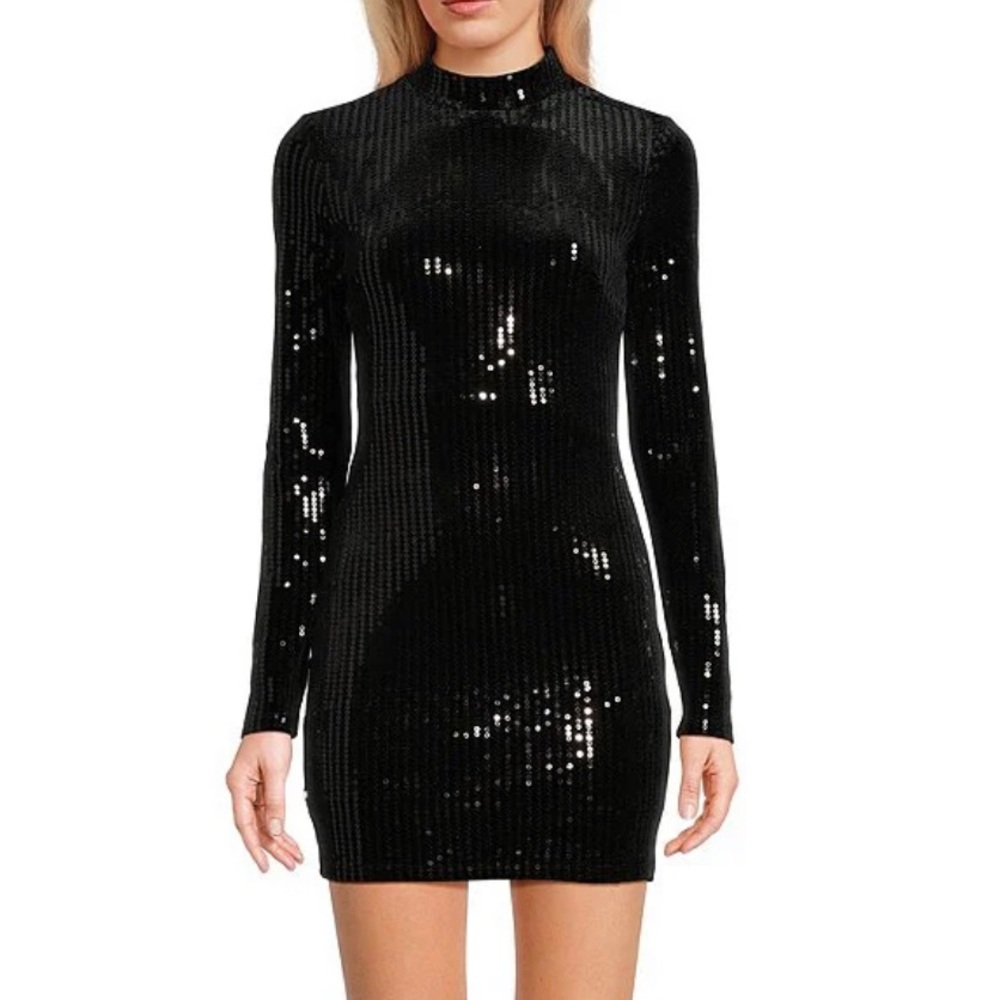 Muck neck, long sleeve, dark blue junior holiday’s dress new without tag.
